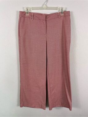 J. Jill Red & White Houndstooth Wide-Leg Pants Size 8 NWT